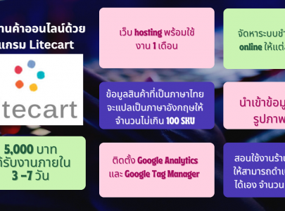 จดทะเบียน Web Hosting, domain, Payment Gateway นำเข้าข้อมูล และเปิดร้านค้าออนไลน์ด้วยโปรแกรม Litecart