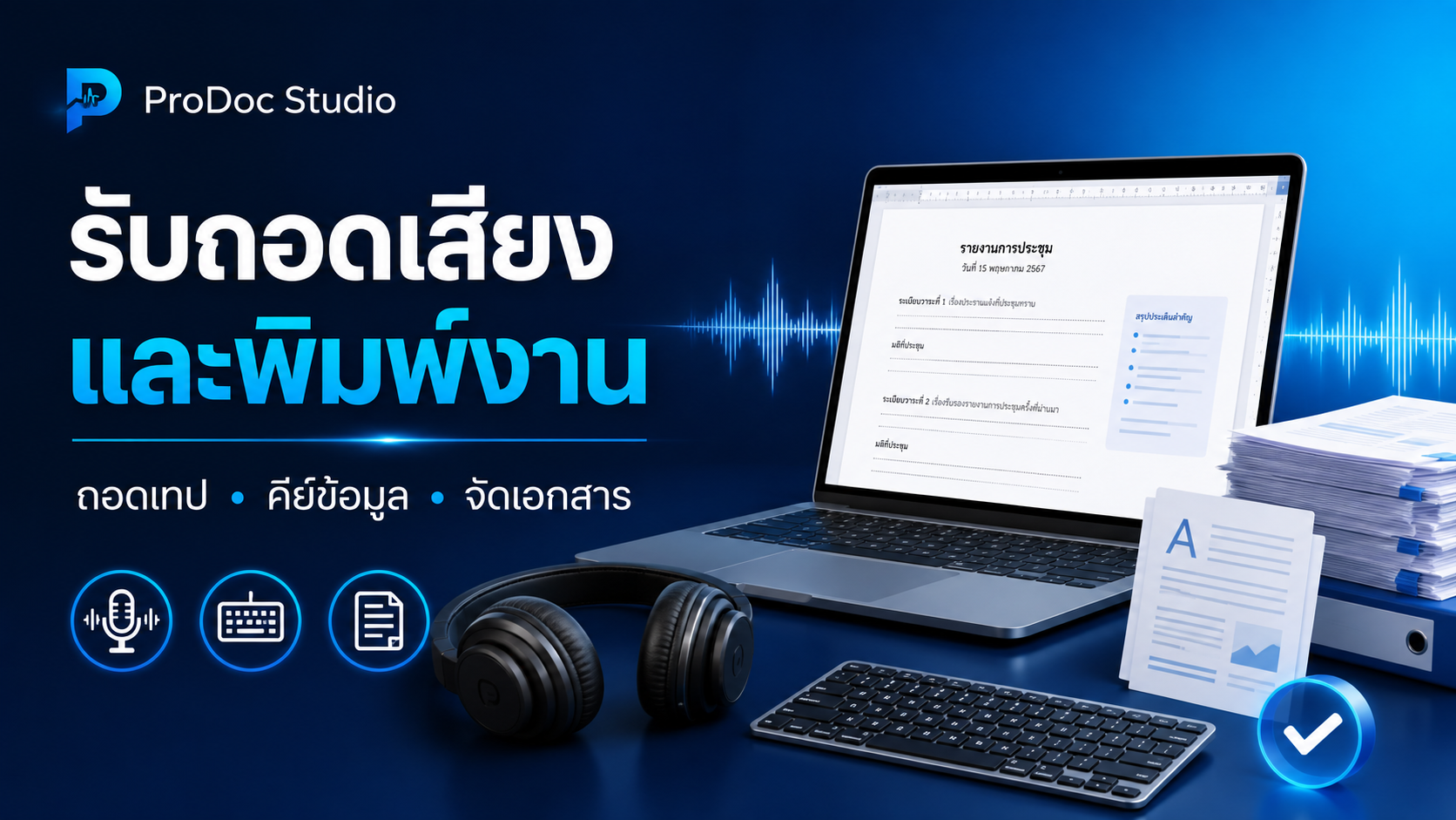 รับถอดเสียงและพิมพ์งาน ProDoc Studio